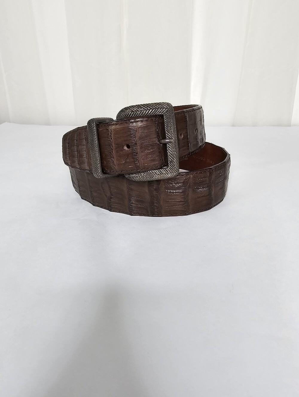 Gianfranco Ferre Brown Crocodile Leather Belt With Textured Buckle - Exotic